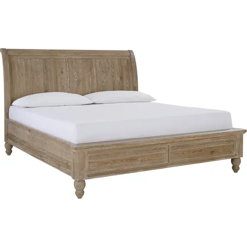 Cambridge Queen Sleigh Bed - Modern Khaki