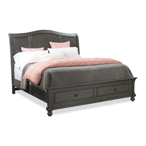 Oxford Queen Sleigh Storage Bed - Peppercorn