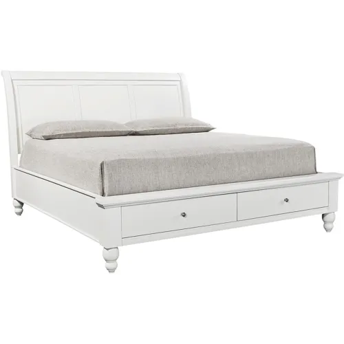 Cambridge King Storage Sleigh Bed - White