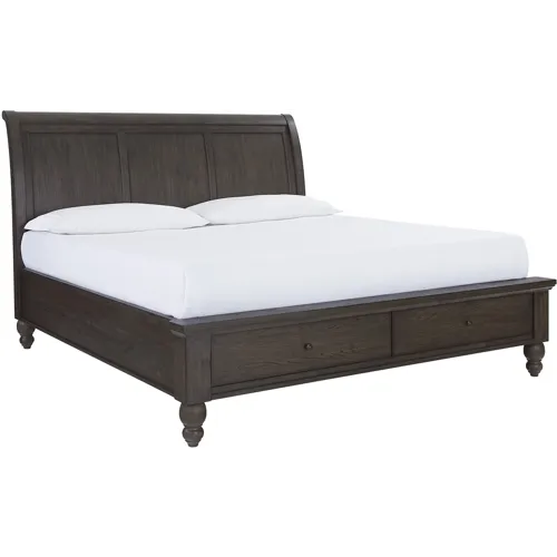 Cambridge King Storage Sleigh Bed - Cracked Pepper