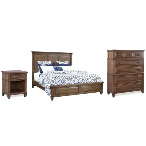 Thornton 3 PC Queen Storage Bedroom Set - Sienna