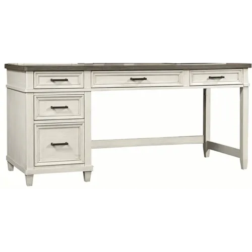 Caraway Single Pedestal Desk - Aged Ivory