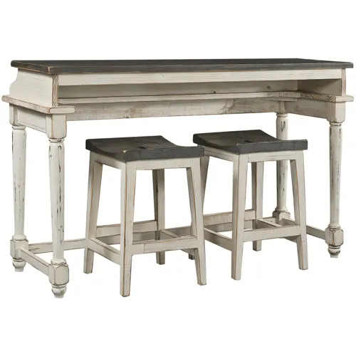 Console Bar Table w/ Two Stools - Cottonwood