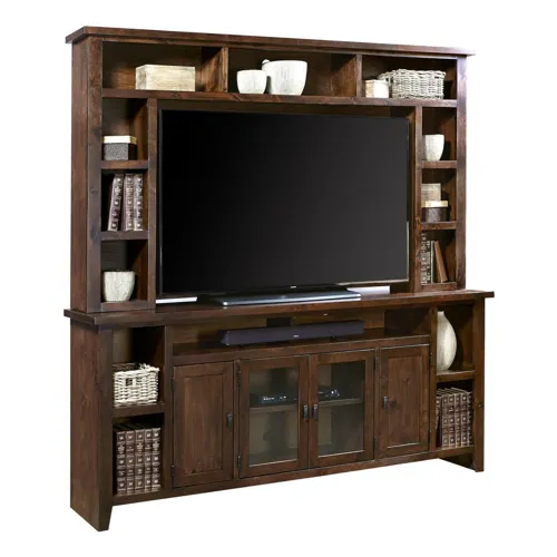 Alder Grove 84" Fireplace Console & Hutch - Tobacco