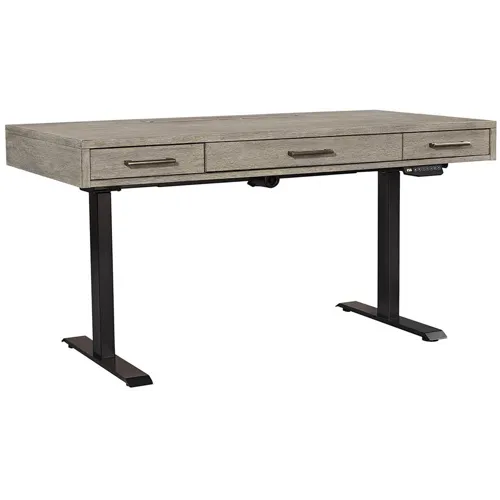 Platinum 60" Lift Desk Top w/Adjustable Desk Base - Black - Grey Linen
