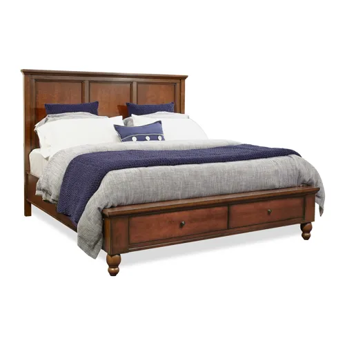 Cambridge Queen Panel Bed w/Storage - Brown Cherry