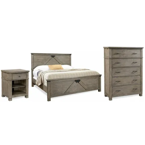 Tucker 3 PC Queen Panel Bedroom Set - Stone