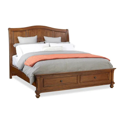 Oxford King Sleigh Storage Bed - Whiskey Brown