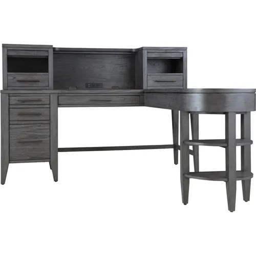Preston Pedestal Desk and Return - Urbane Grey