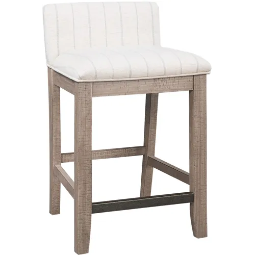 Foundry Stool w/ Upholstered Seat - Weathered Stone