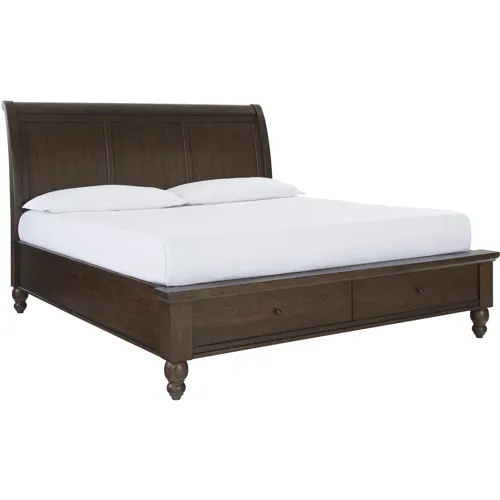 Queen Storage Sleigh Bed - Classic Cherry