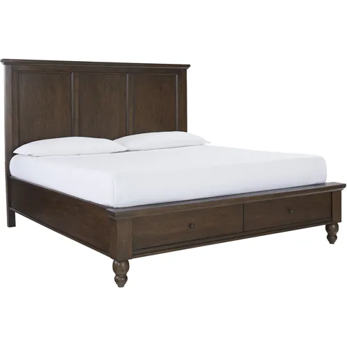 Cambridge Queen Storage Panel Bed - Classic Cherry