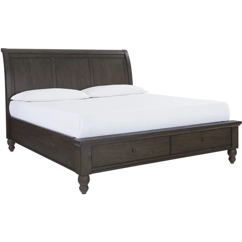 Cambridge 5 PC  Sleigh Storage Bedroom Set - Cracked Pepper