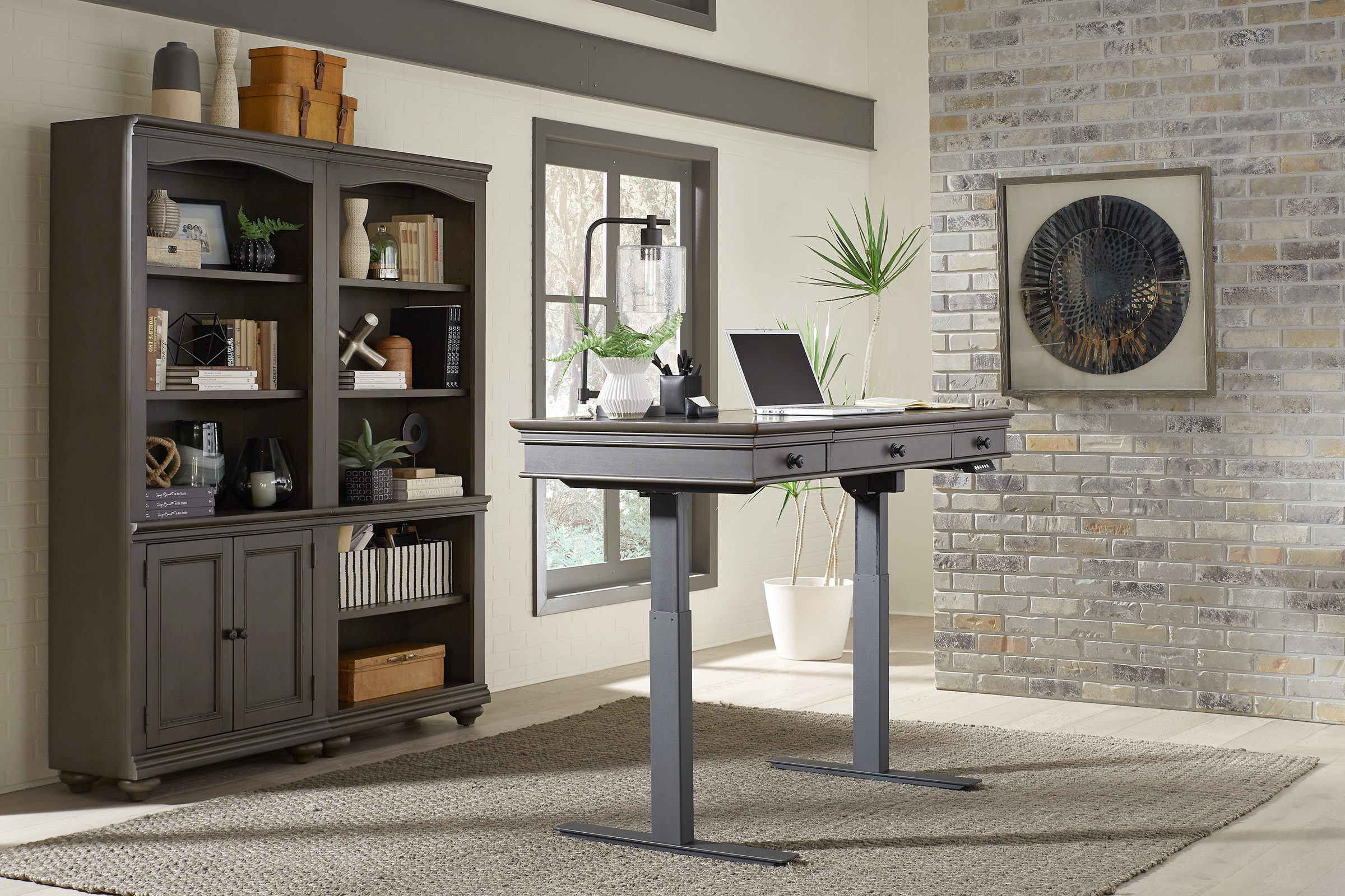 Oxford 60" Adj. Lift Desk Top Peppercorn I07360TPEP by Aspen Home at Wright Furniture & Flooring