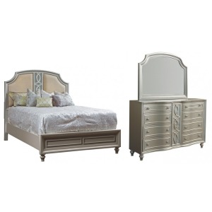 Regency Park 3 PC King Bedroom Set - Silver