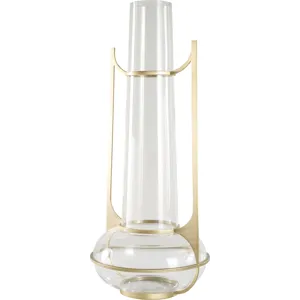As Shown: Clear Glass with Satin Brass