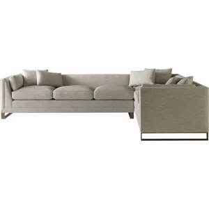 As Shown: left arm sofa, right arm corner sofa; fabric 44-511 (no longer available), leather L1532 (
