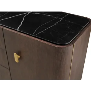 As Shown: Obsidian with Polished Nero Marquina Marble