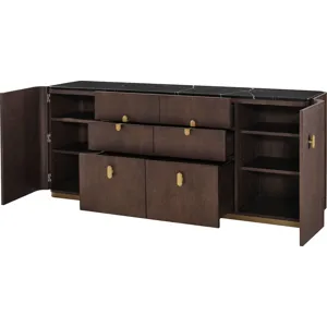 As Shown: Obsidian with Polished Nero Marquina Marble