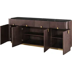 As Shown: Obsidian with Polished Nero Marquina Marble