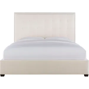 As Shown: fabric 79-305, 64" button tufted headboard, regular taper foot in Chocolate Mink
