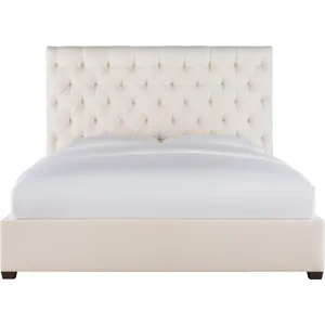 As Shown: fabric 79-305, 64" button tufted headboard, regular taper foot in Chocolate Mink