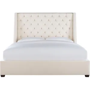 As Shown: fabric 79-305, 64" button tufted headboard, regular taper foot in Chocolate Mink