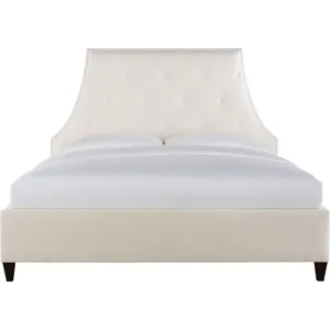 As Shown: fabric 79-305, 60" modern stitched headboard, tall taper foot in Chocolate Mink