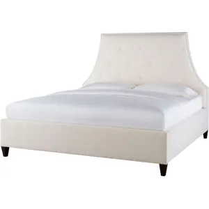 As Shown: fabric 79-305, 60" modern stitched headboard, tall taper foot in Chocolate Mink