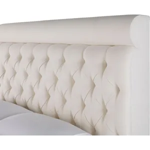 As Shown: fabric 79-305, 64" button tufted headboard, wide block foot in Chocolate Mink