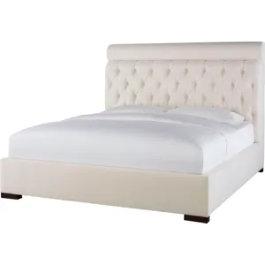 As Shown: fabric 79-305, 64" button tufted headboard, wide block foot in Chocolate Mink
