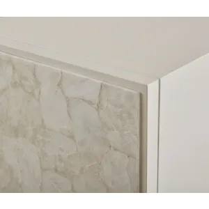 As Shown: Plain White Lacquer with White Quartz