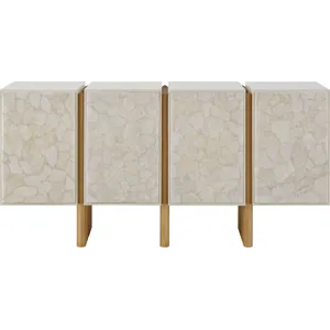 As Shown: Plain White Lacquer with White Quartz