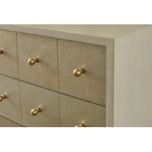 As Shown: Ecru, Eglomise drawers, Natural Bronze hardware