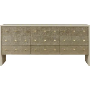 As Shown: Ecru, Eglomise drawers, Natural Bronze hardware