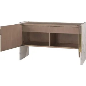 As Shown: Venetia with Polished Hena White Marble, Pure Brass hardware