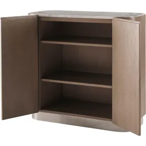 As Shown: Venetia with Polished Hena White Marble and Nickel Plated Brass