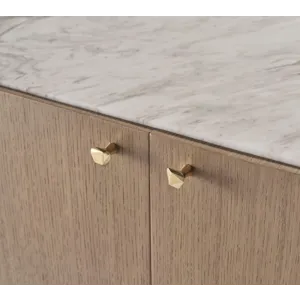 As Shown: Venetia with Polished Hena White Marble and Pure Brass