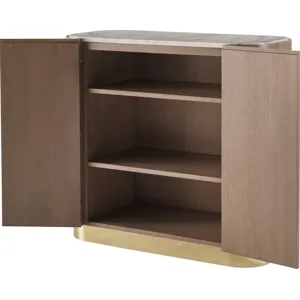 As Shown: Venetia with Polished Hena White Marble and Pure Brass