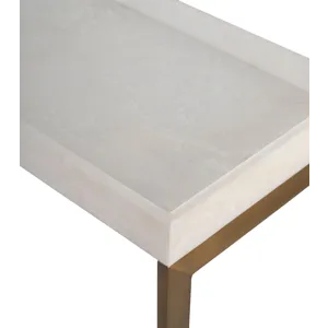As Shown: Polished Namibia White Marble top, Flow base