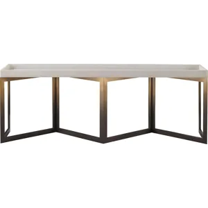 As Shown: Polished Namibia White Marble top, Flow base