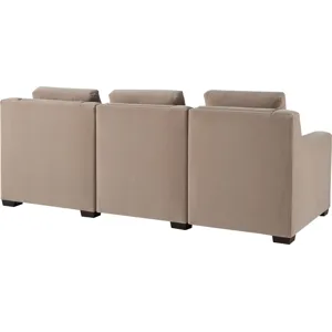 As Shown: fabric 930-013, medium block foot in Chocolate Mink, wide track arm