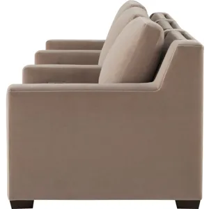 As Shown: fabric 930-013, medium block foot in Chocolate Mink, wide track arm