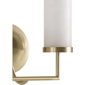 As Shown: Satin Brass with alabaster shades