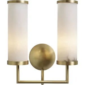 As Shown: Satin Brass with alabaster shades
