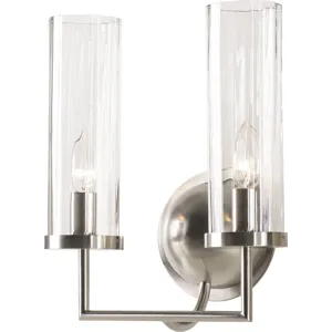 As Shown: Satin Nickel with faceted glass shades