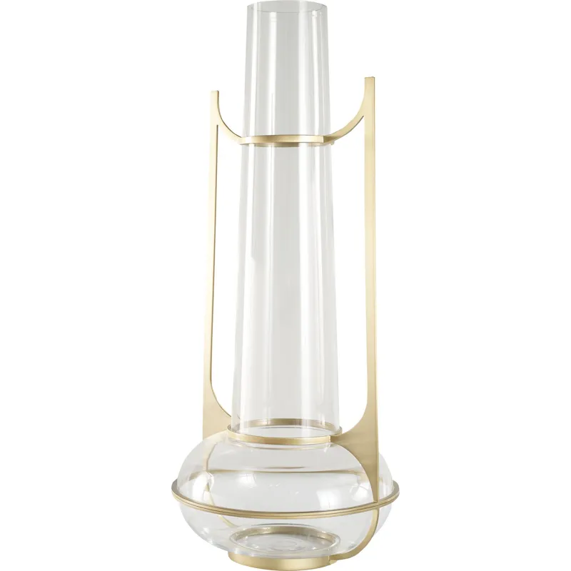 As Shown: Clear Glass with Satin Brass