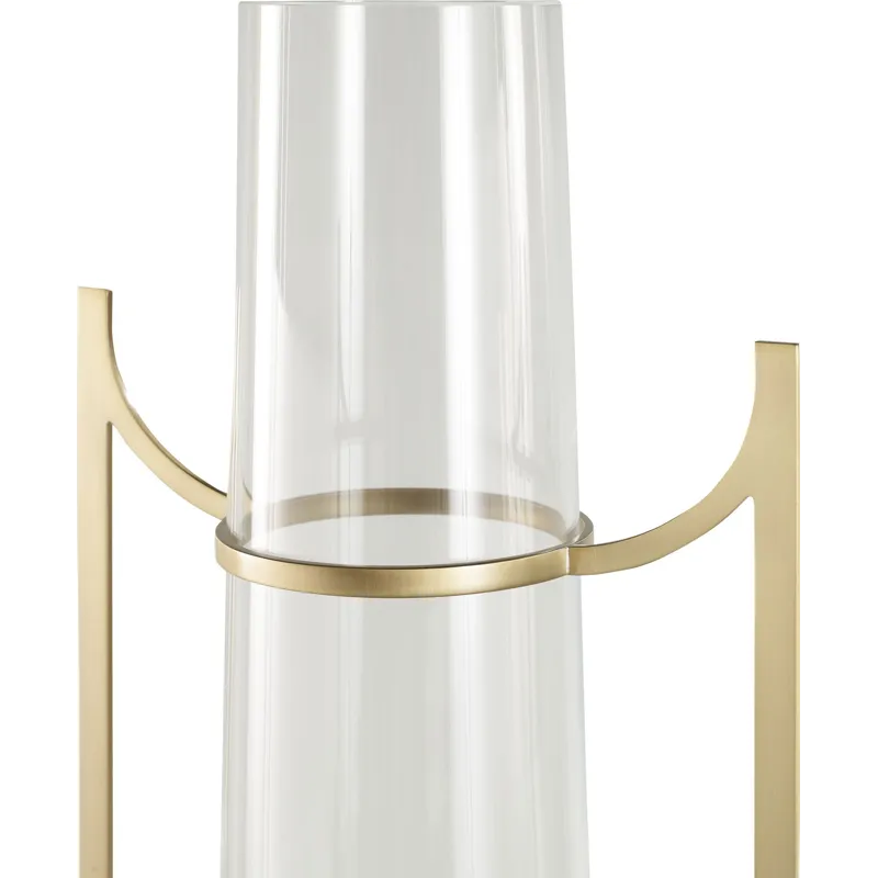 As Shown: Clear Glass with Satin Brass