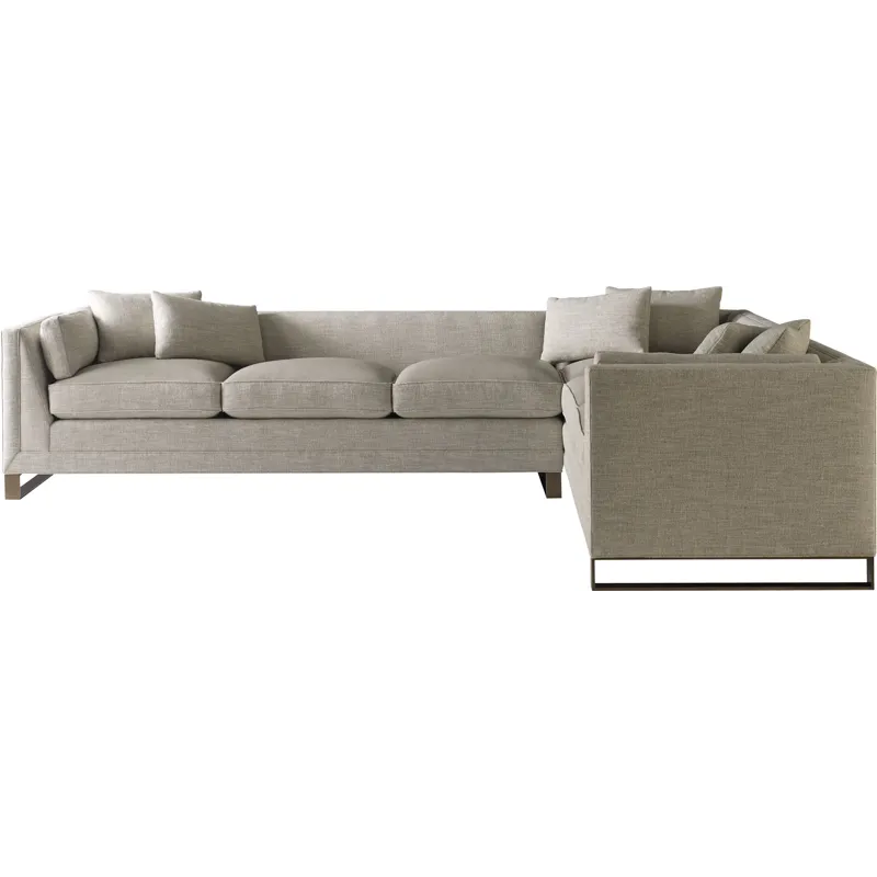 As Shown: left arm sofa, right arm corner sofa; fabric 44-511 (no longer available), leather L1532 (