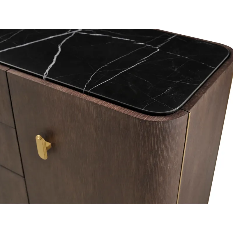 As Shown: Obsidian with Polished Nero Marquina Marble